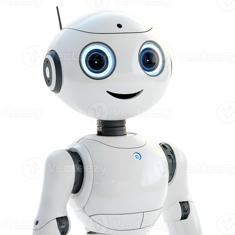 Friendly White Robot Character Design Artificial Intelligence Technology Future png