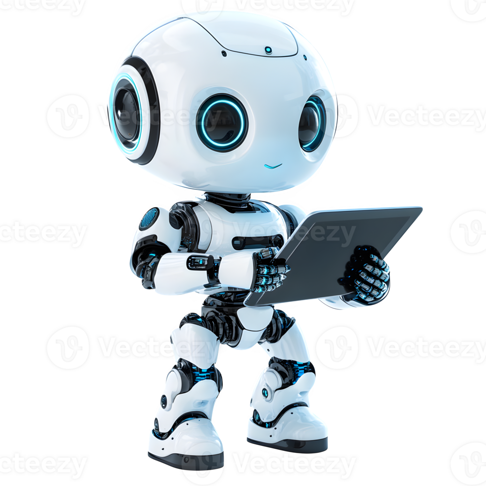 Adorable Robot Using Tablet Computer Technology Artificial Intelligence Future Innovation png