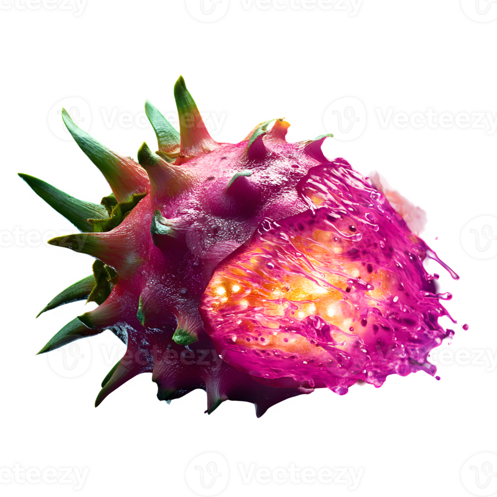 Exploding dragon fruit juice splash isolated on transparent background png