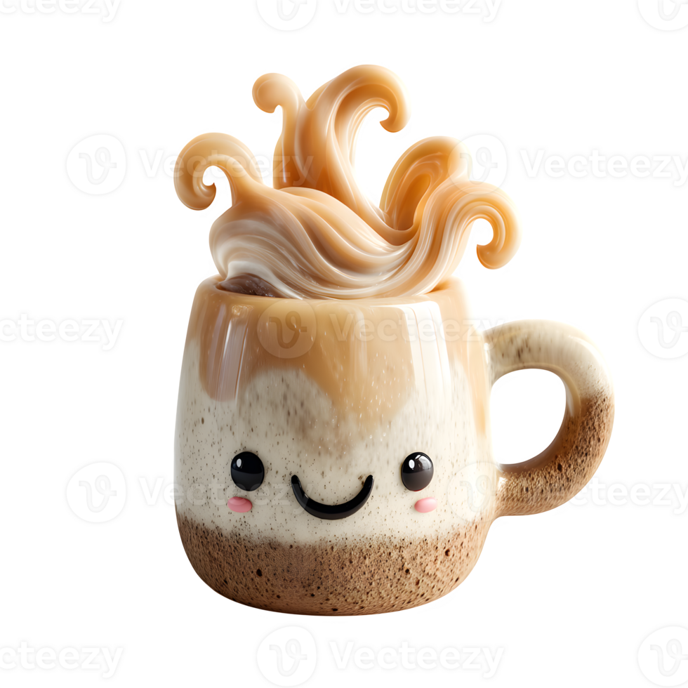 Delightful Coffee Mug with Whipped Cream Design Enjoy a Happy Morning Beverage png