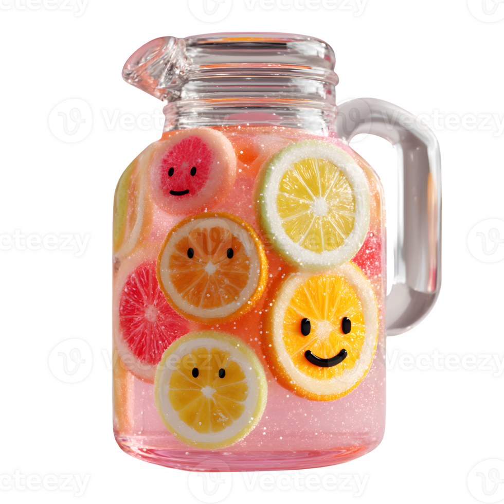 Delightful Citrus Pitcher Happy Fruit Slices Summer Refreshing Drink Lemonade png