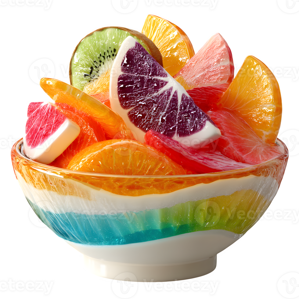 Vibrant fruit salad bowl with oranges, grapefruit, kiwi, and delicious citrus segments perfect for a healthy breakfast or refreshing snack. png