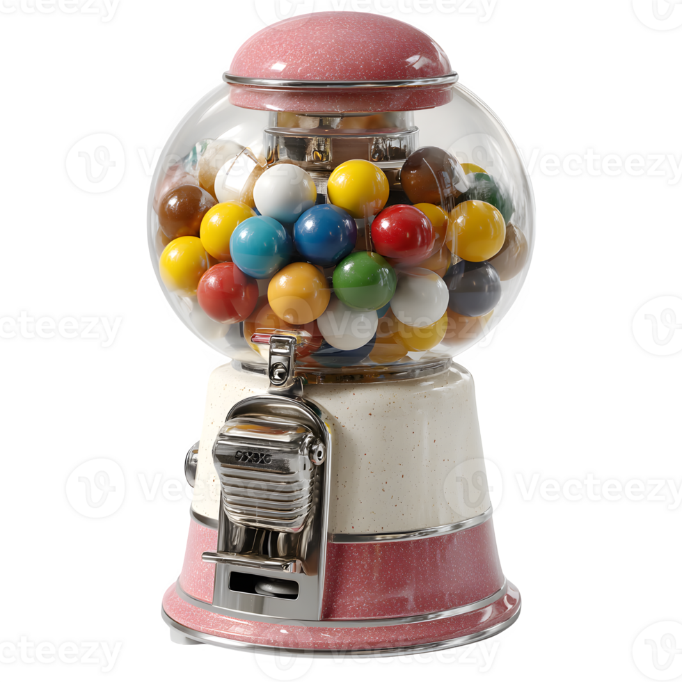 Vintage Gumball Machine Filled with Colorful Gumballs Retro Candy Dispenser Sweet Treats Nostalgia png
