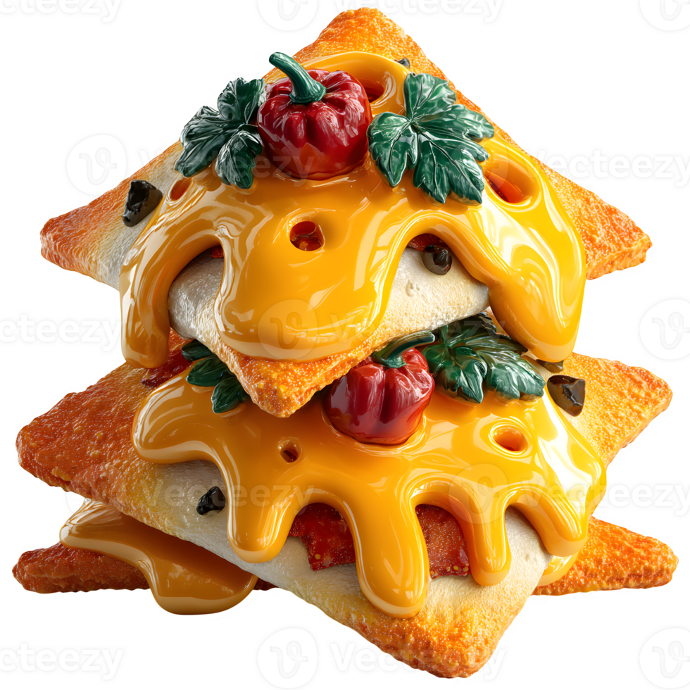 Delicious cheesy nachos with melted cheese and peppers a tempting food photography png