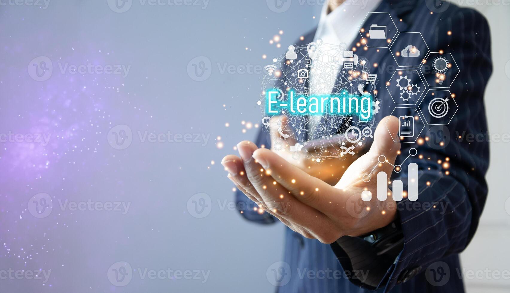 The concept of online education People use online education photo
