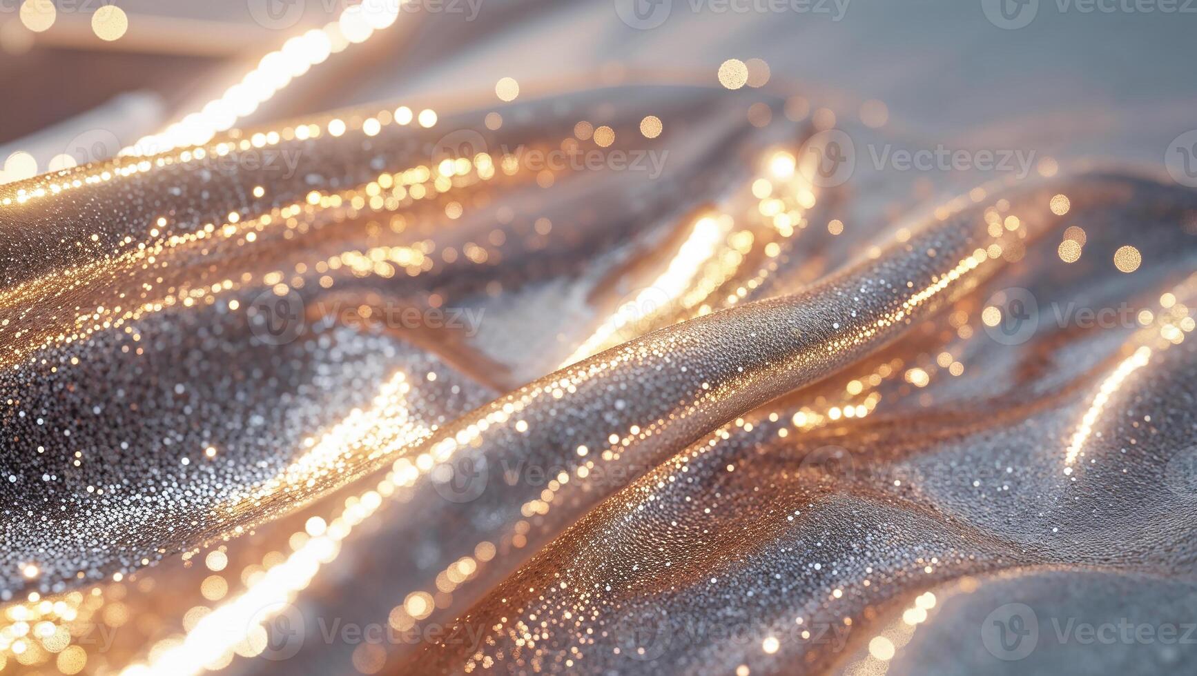Golden sparkling fabric gently reflecting warm light photo