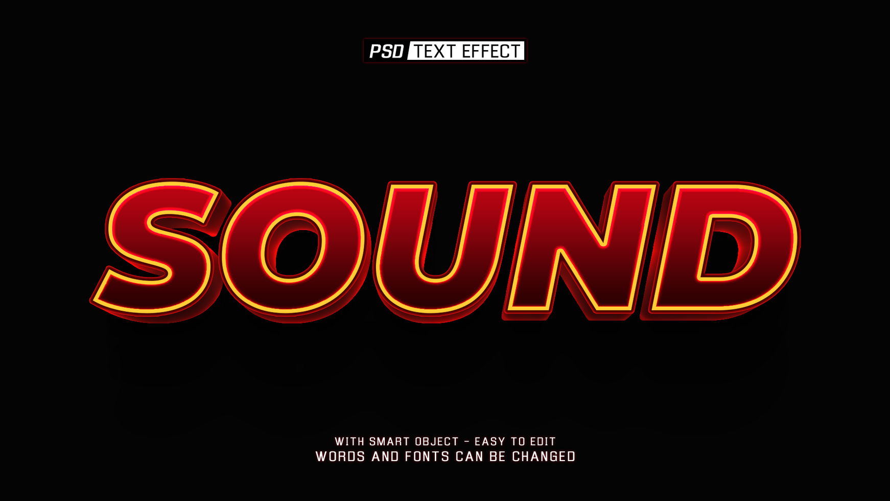 sound 3d text effect psd