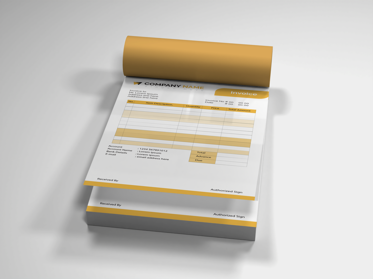 Editable Cash Memo, Invoice Pad Mockup Template Isolated View. psd