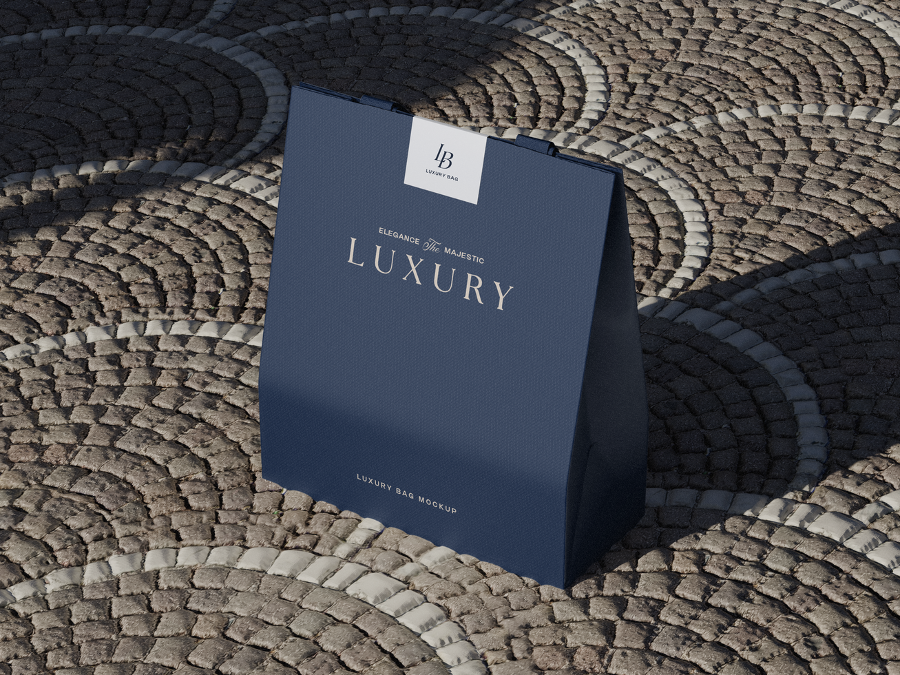 Luxury Shopping Bag Mockup on Stone Pavement psd