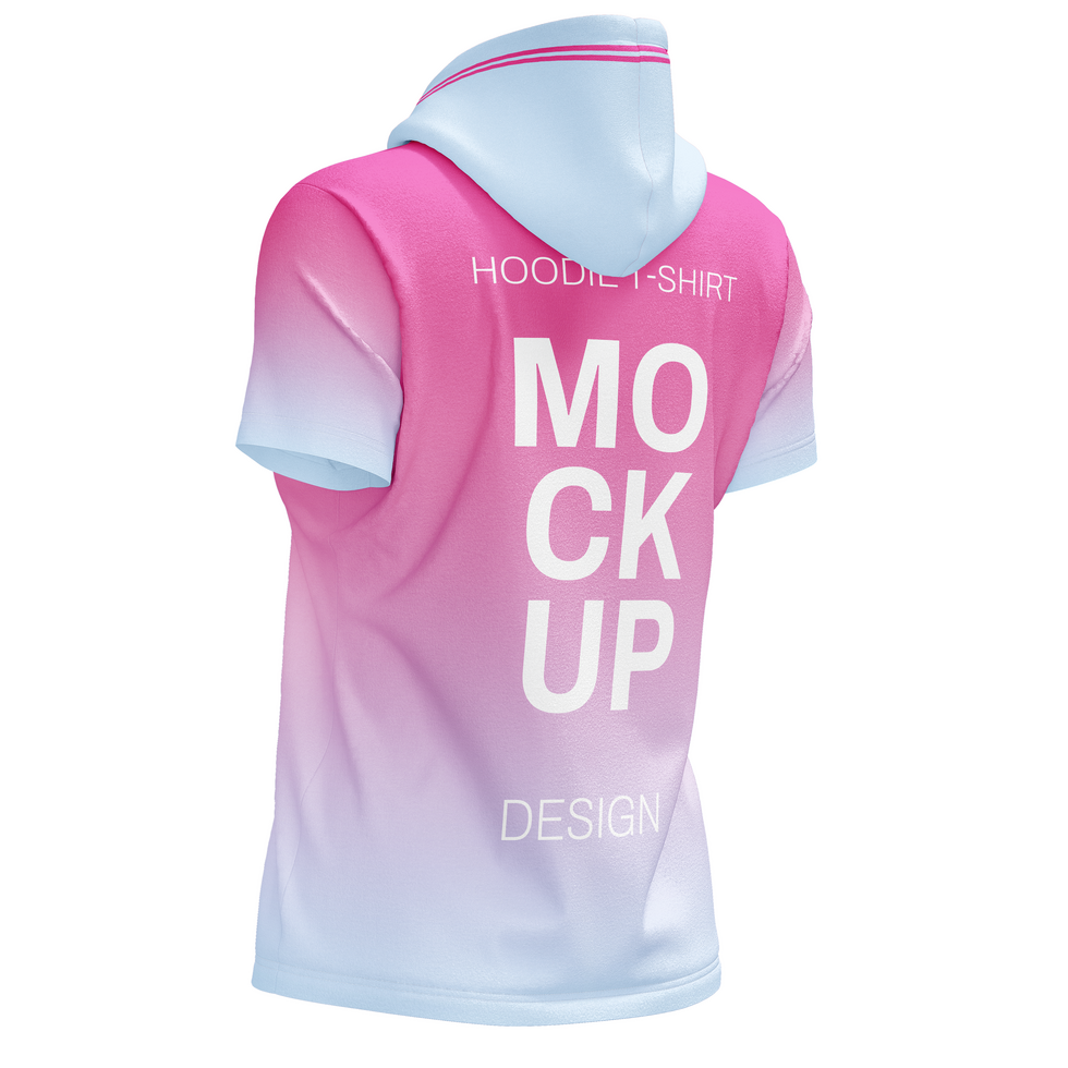 Back half side view Womens hoodie short sleeve tshirt jersey mockup psd