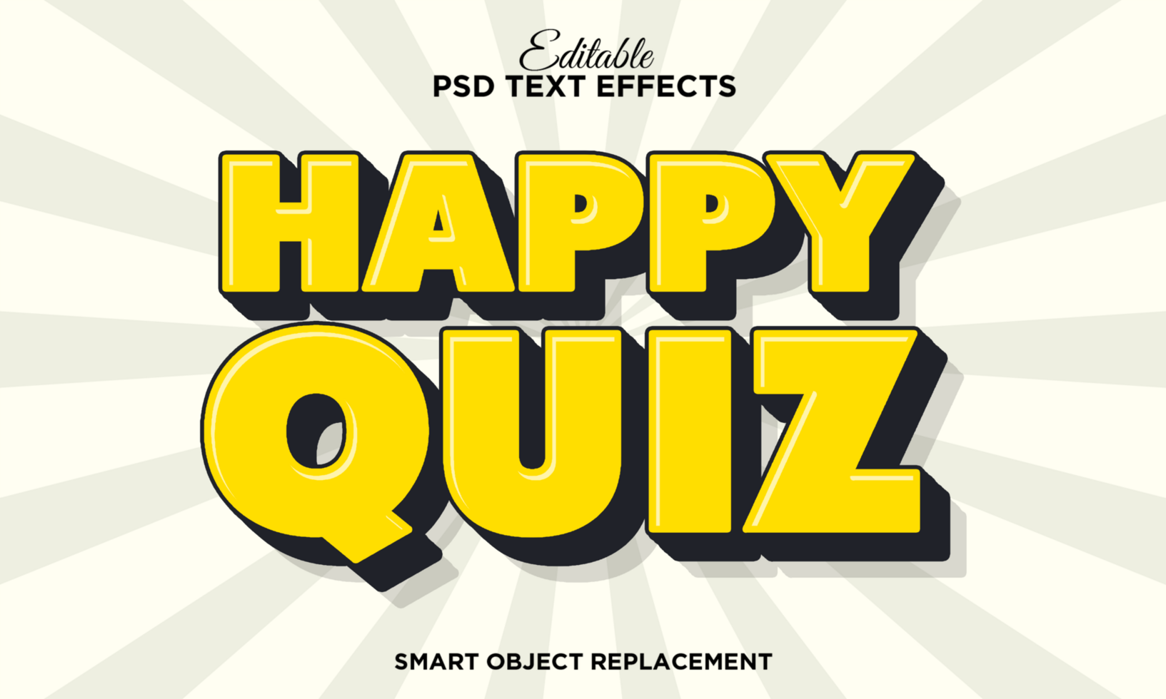 Editable text effect - Happy Quiz. 3d cartoon template style psd