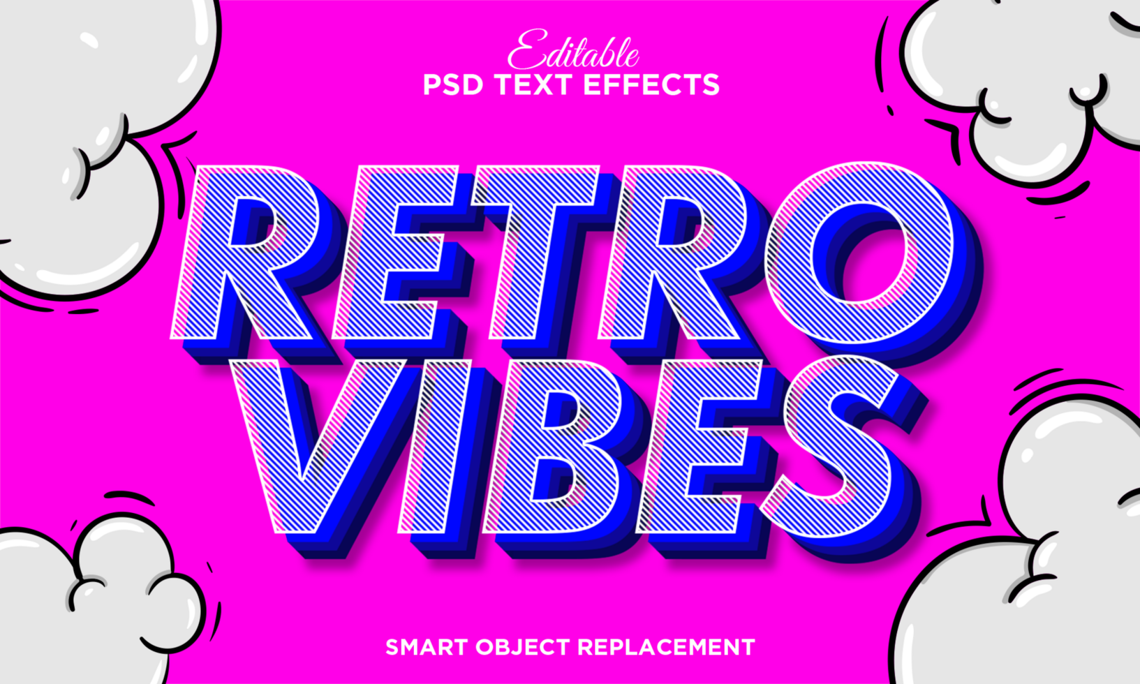 Retro vibes text effect psd