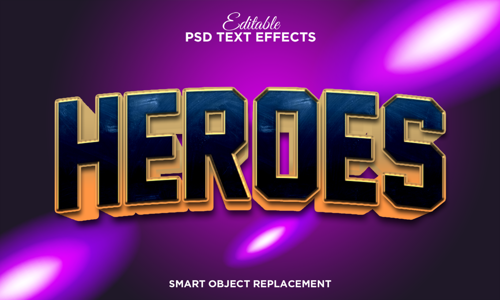 The text effect for heroes psd