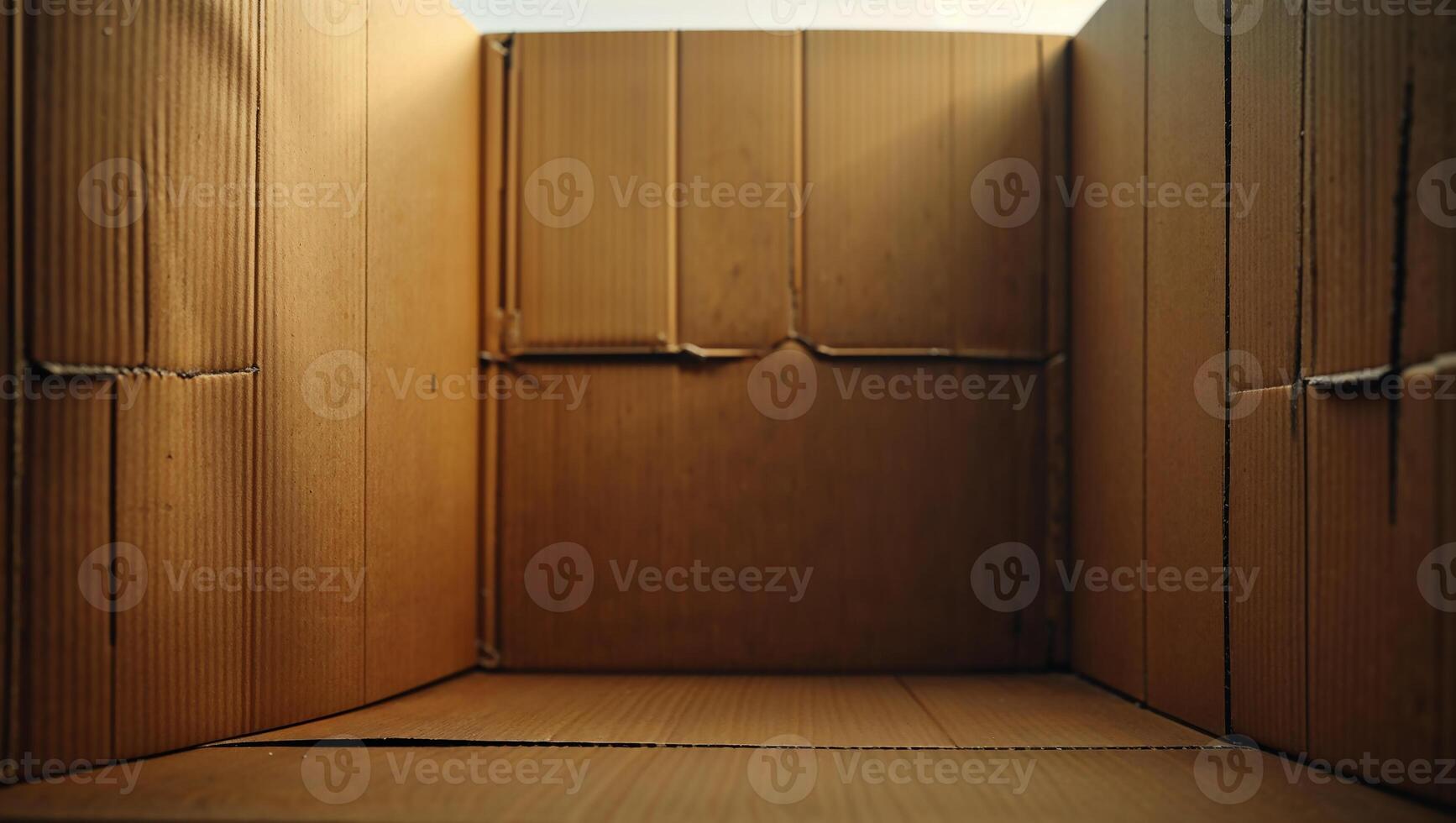 Empty cardboard box interior illuminating shipping and packaging concepts photo