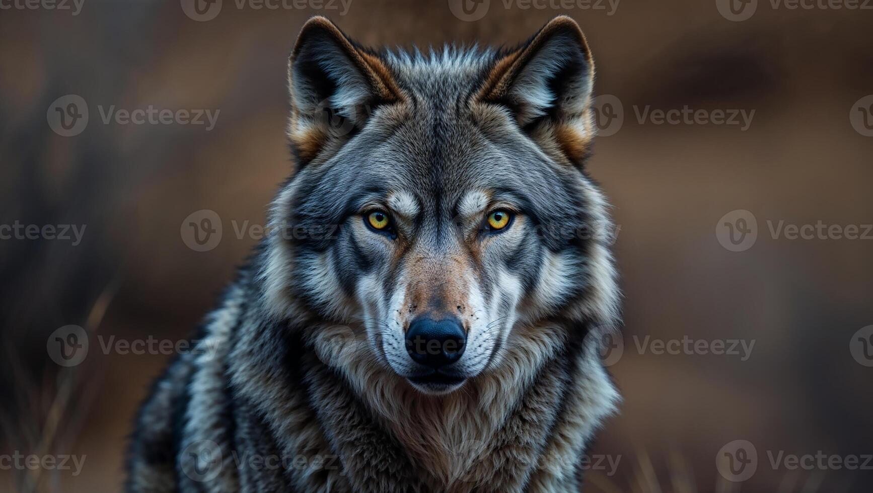Majestic wolf staring intently in natural habitat photo