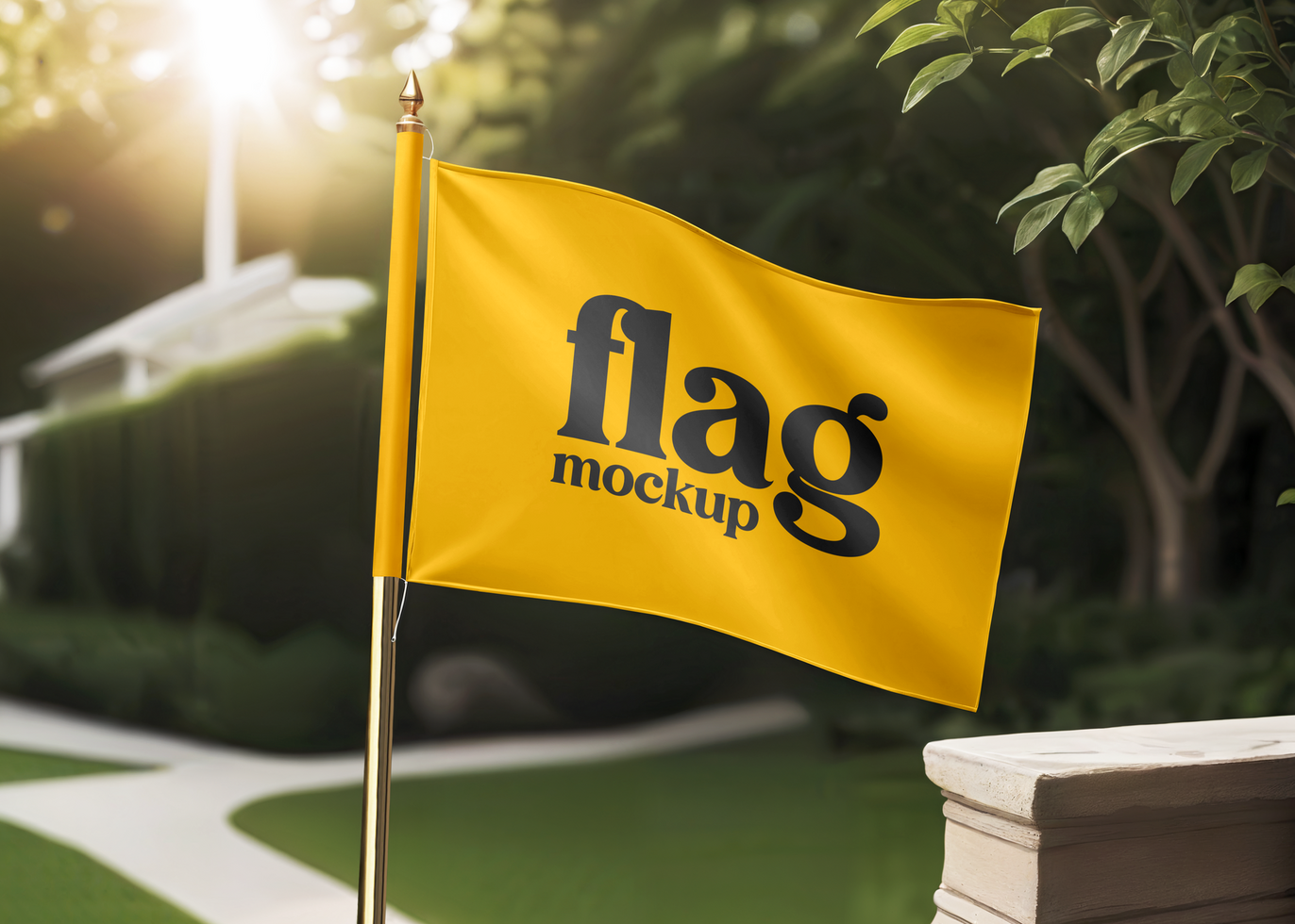 Fabric Flag Mockup psd