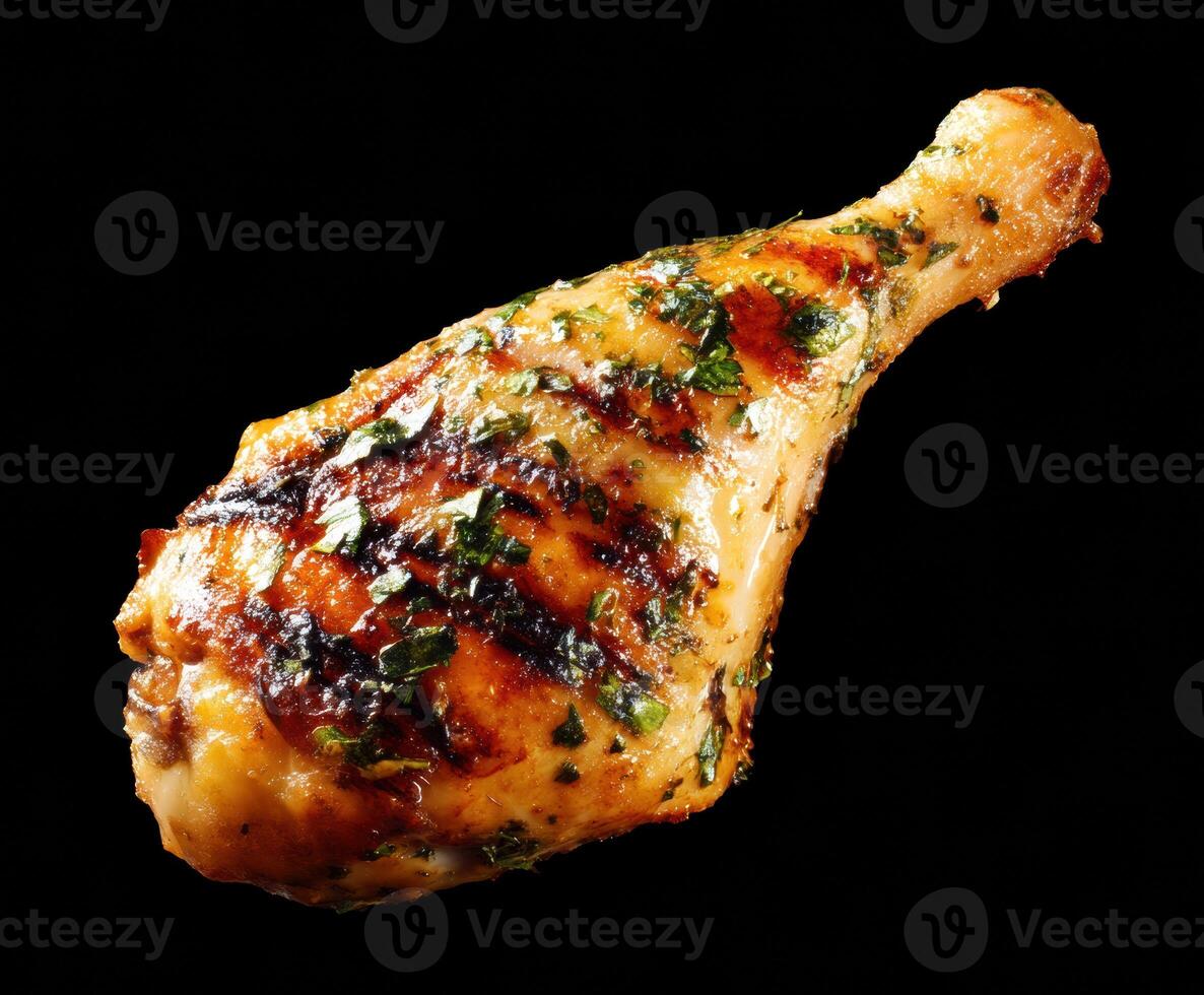 Grilled chicken drumstick with herbs and spices for flavorful meals photo