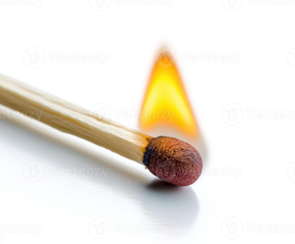 Match igniting with vibrant flame in close up detail photo