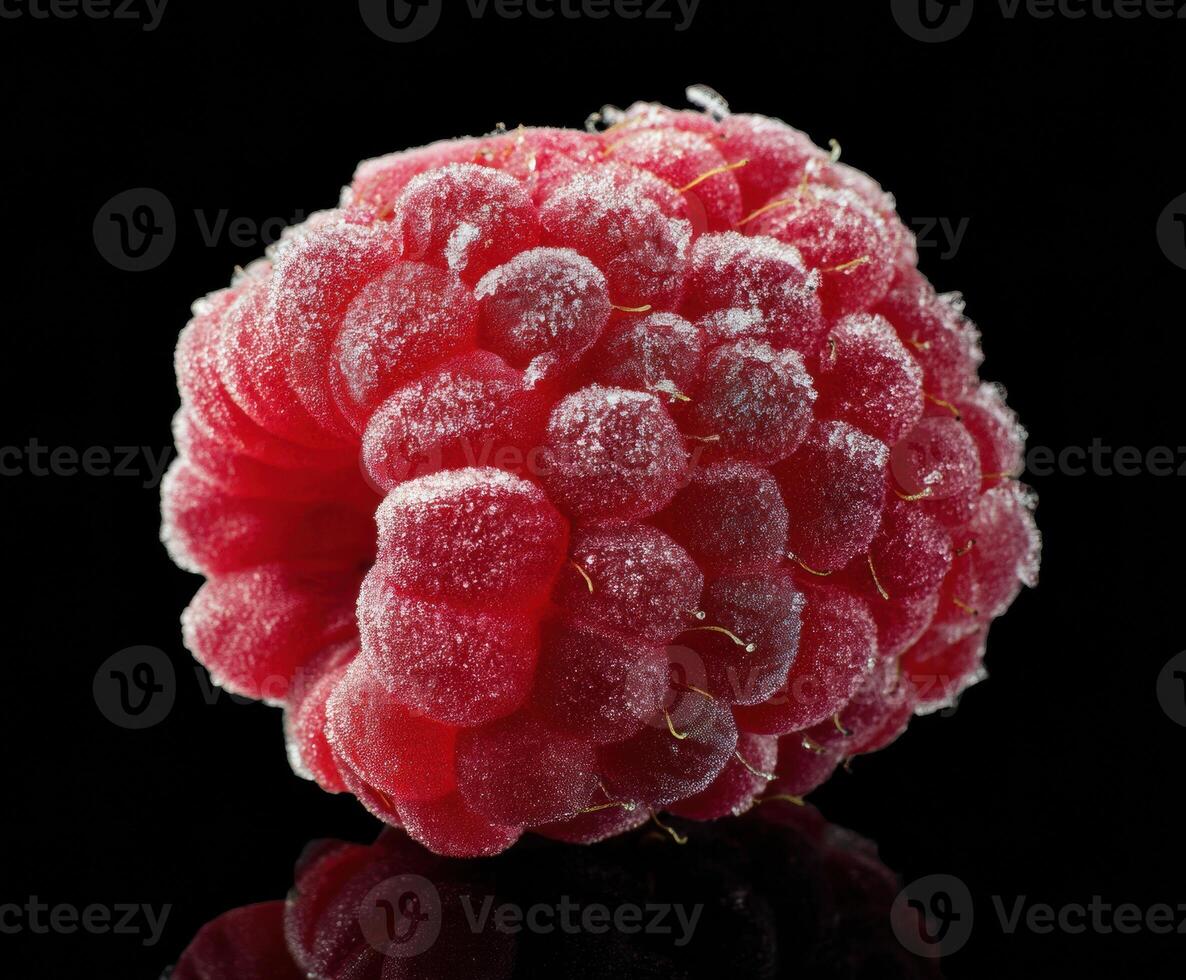 Fresh raspberry with frost detail for culinary use and food styling photo