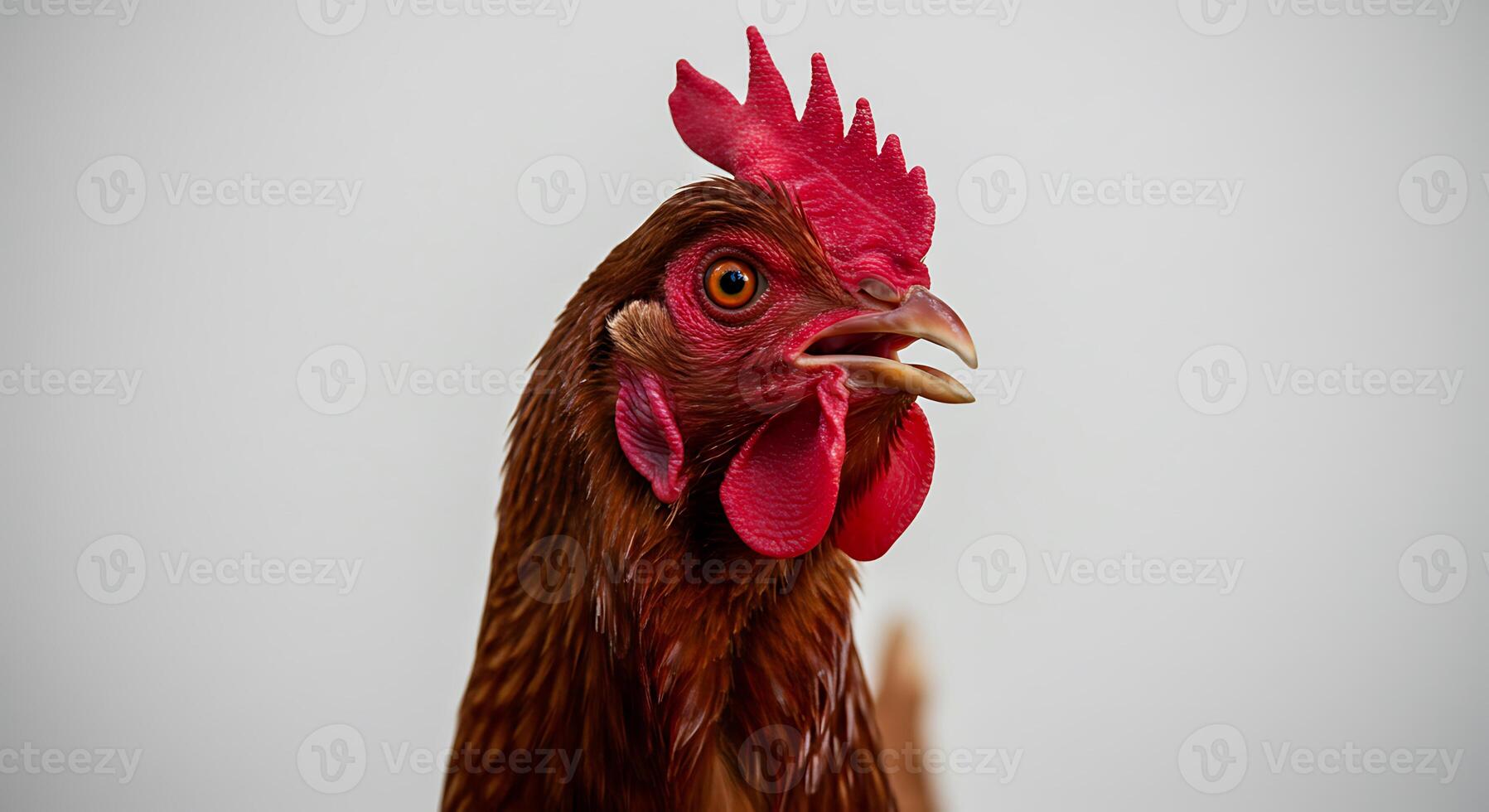 A close up of a chicken with a red head photo