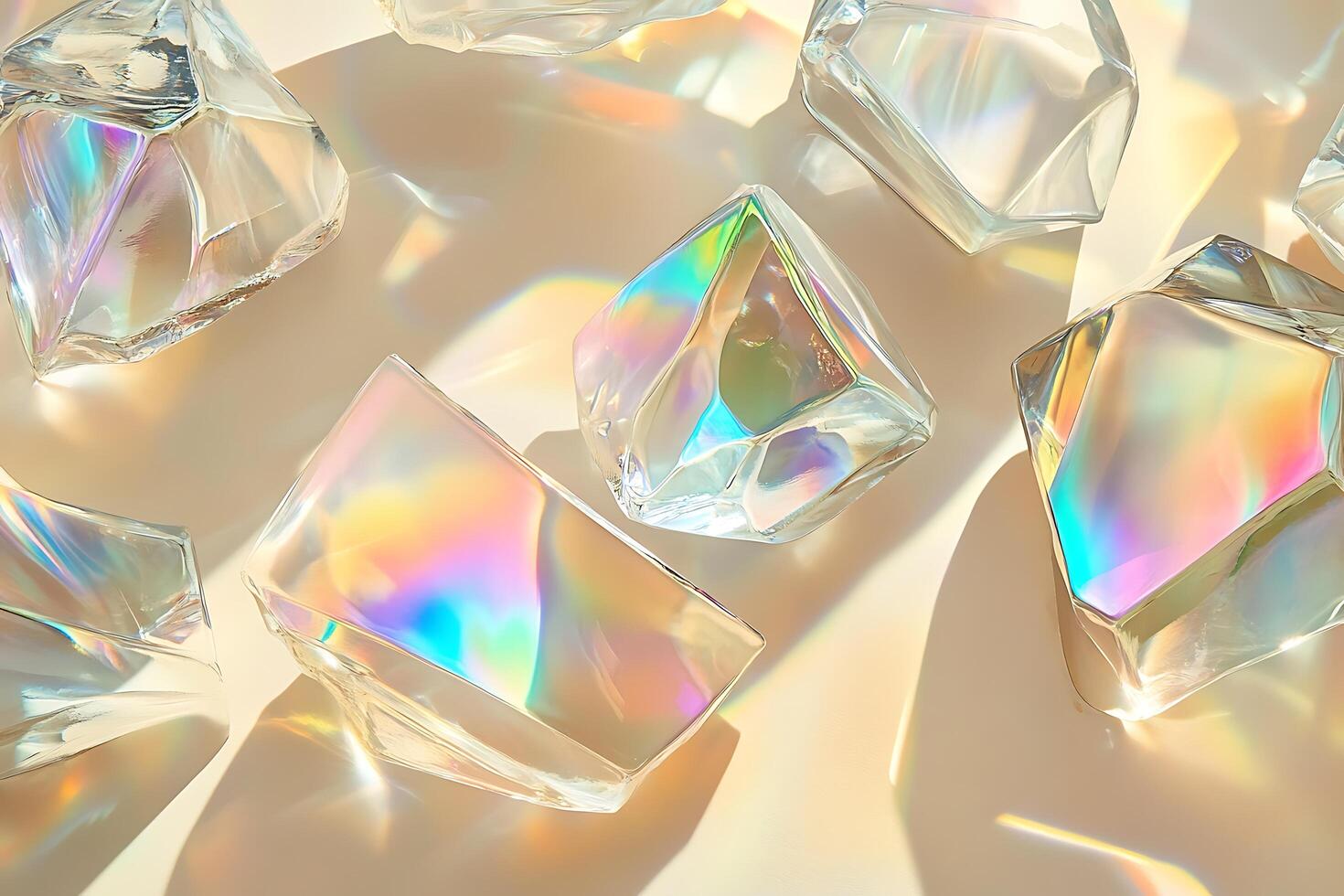 Sparkling Holographic Gems A Stunning Display of Iridescent Crystals photo