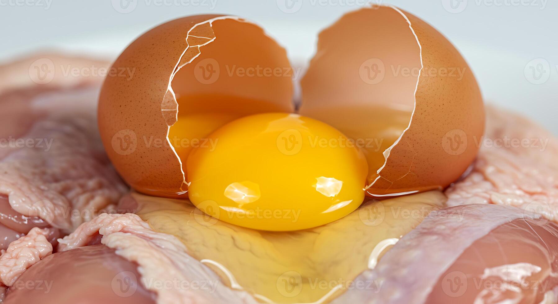 A broken egg on a plate photo