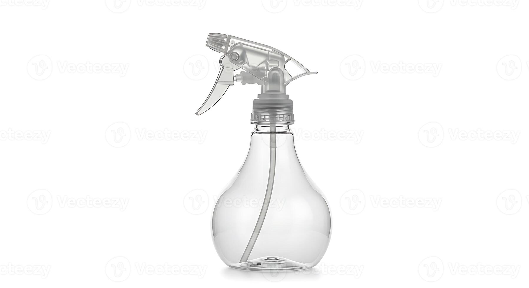 Transparent Pear-Shaped Spray Bottle on White Background photo