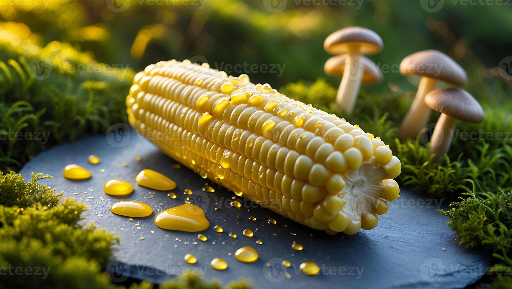 Corn on Cob with Honey and Mushrooms photo