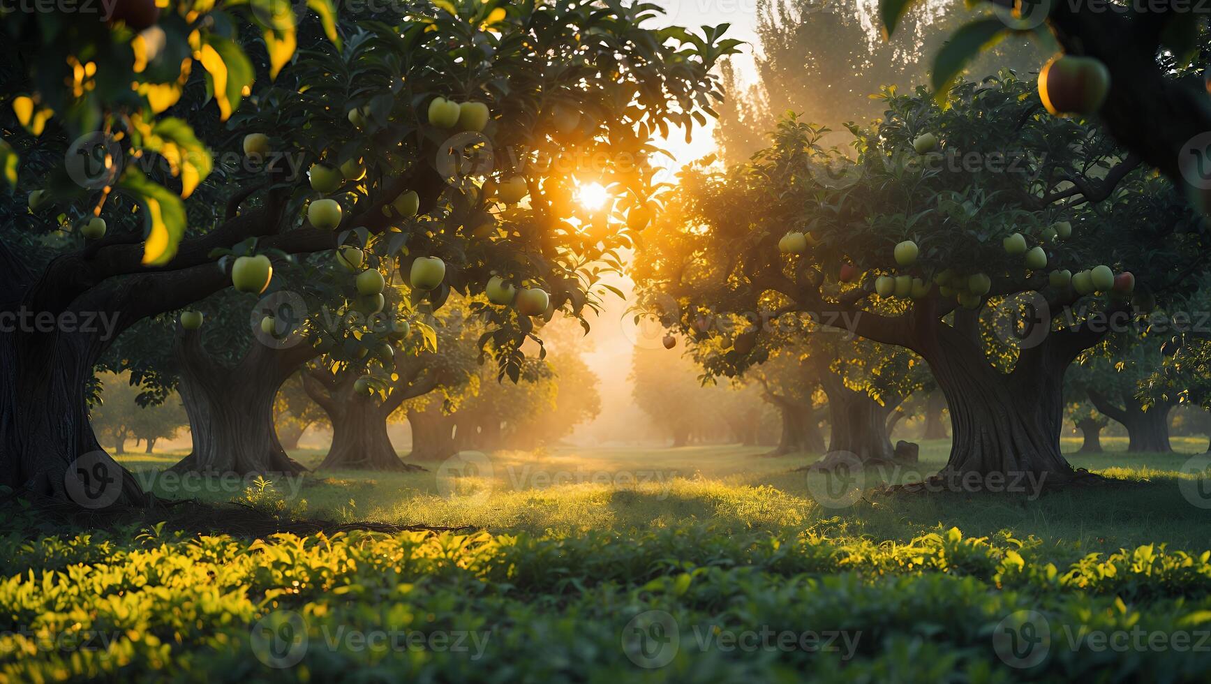 Apple Orchard in Sunlight Landscape photo