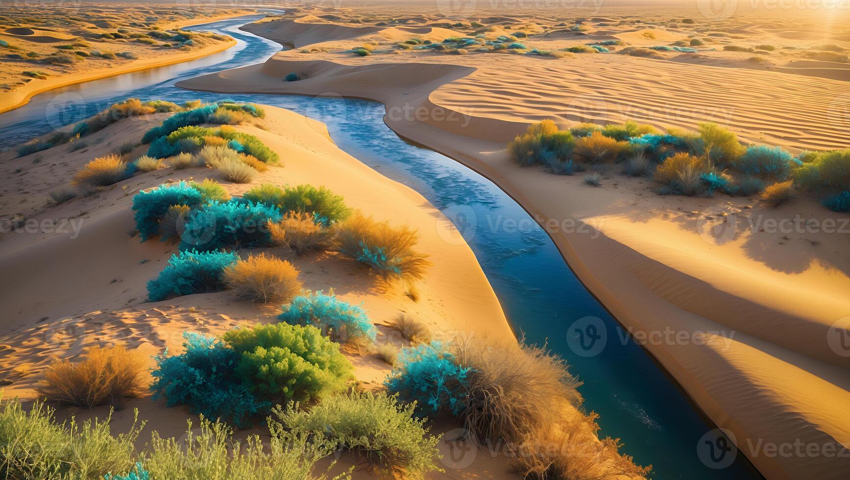 River Flows Through Sandy Desert Landscape photo