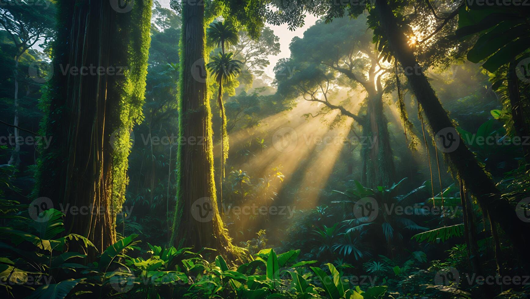 Lush Jungle Forest with Sunlight photo