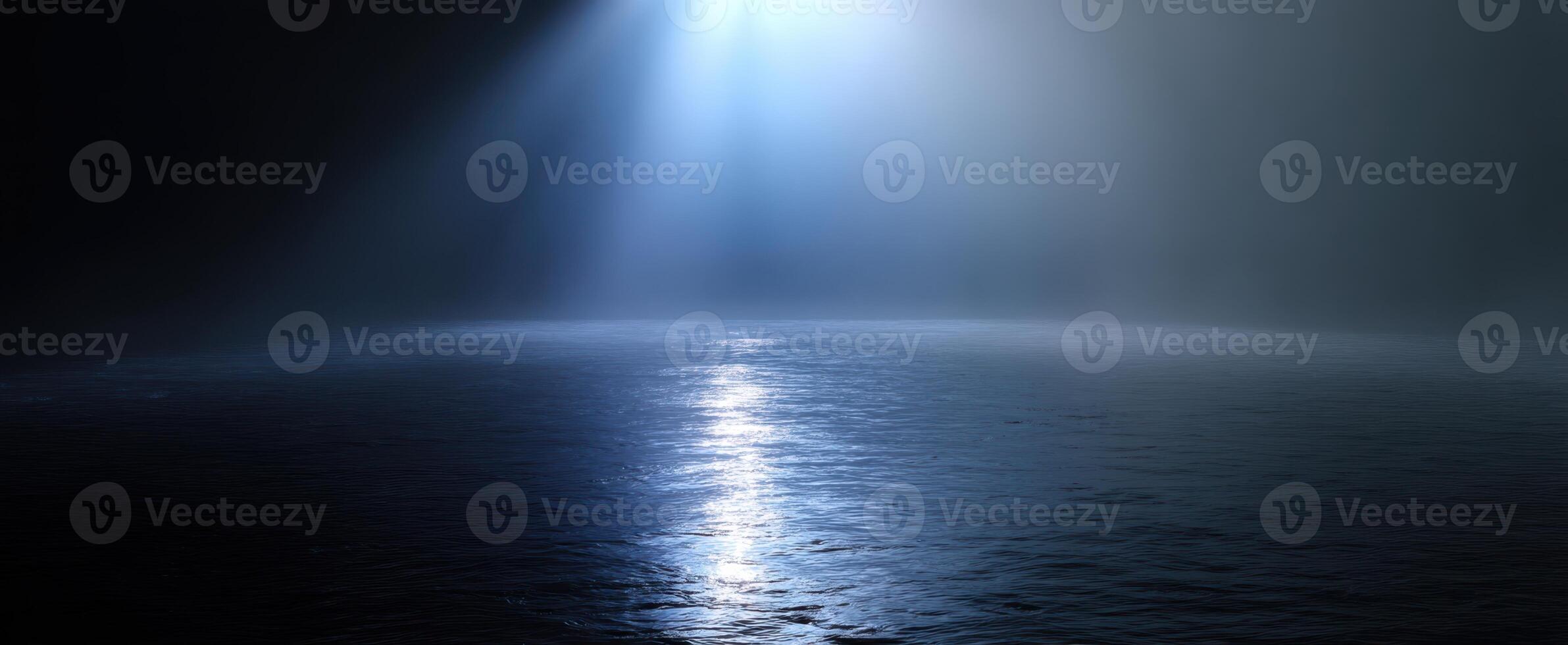The enchanting beauty of light breaking through the ocean's misty surface. photo