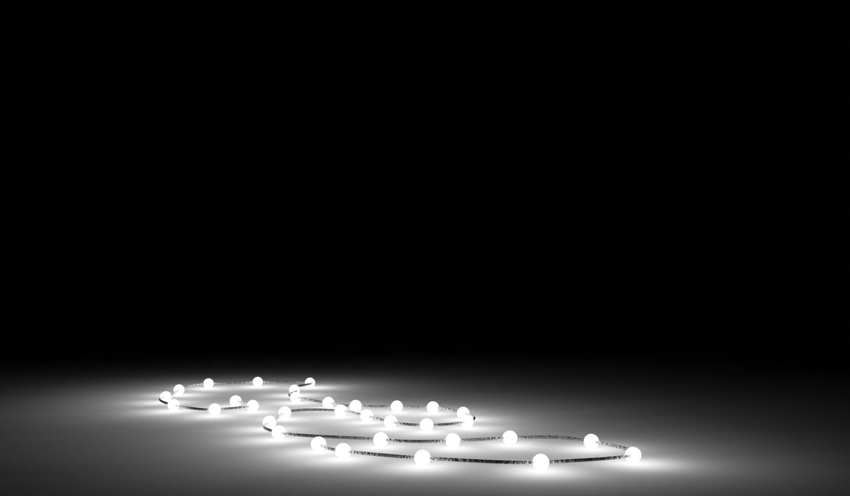 light bulb, circle light bulb on the floor, lighting, 3D illustration photo