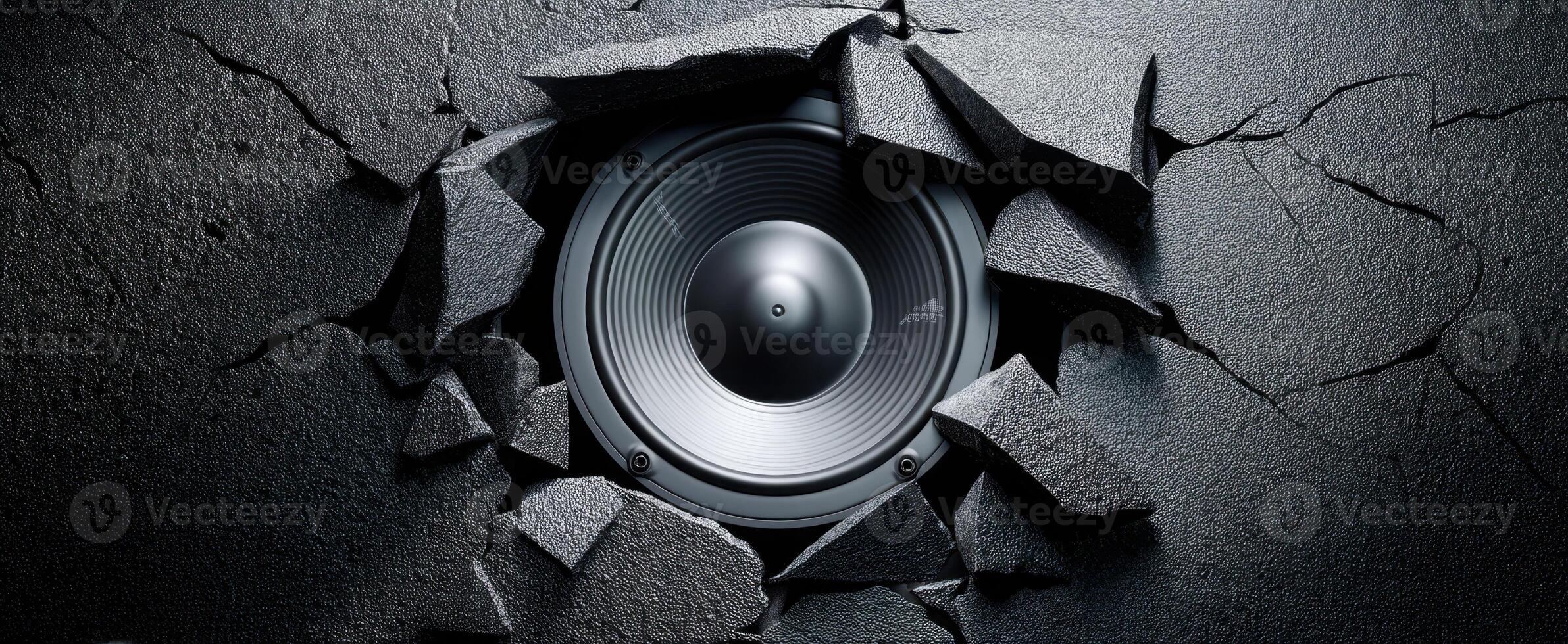 The Speaker Breaking Through a Cracked Wall with Power and Style photo