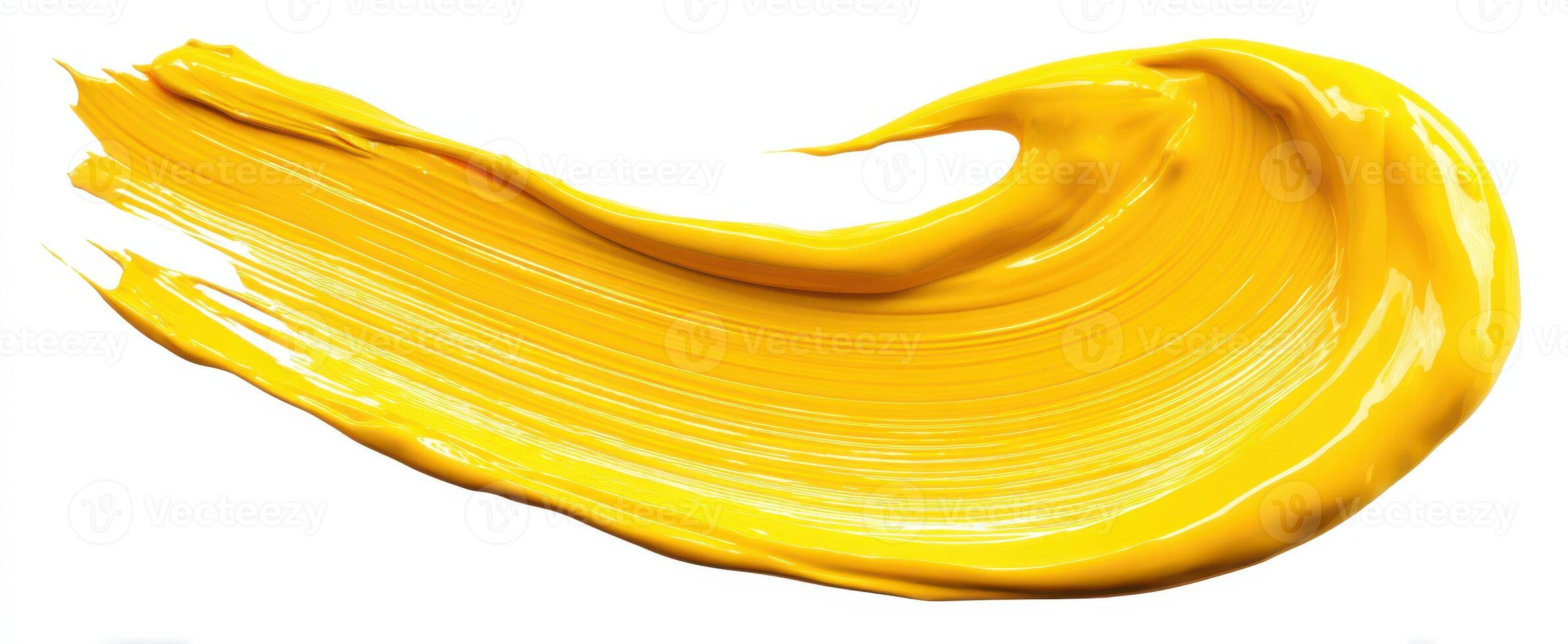 The Vibrant Yellow Brushstroke Across a White Background photo