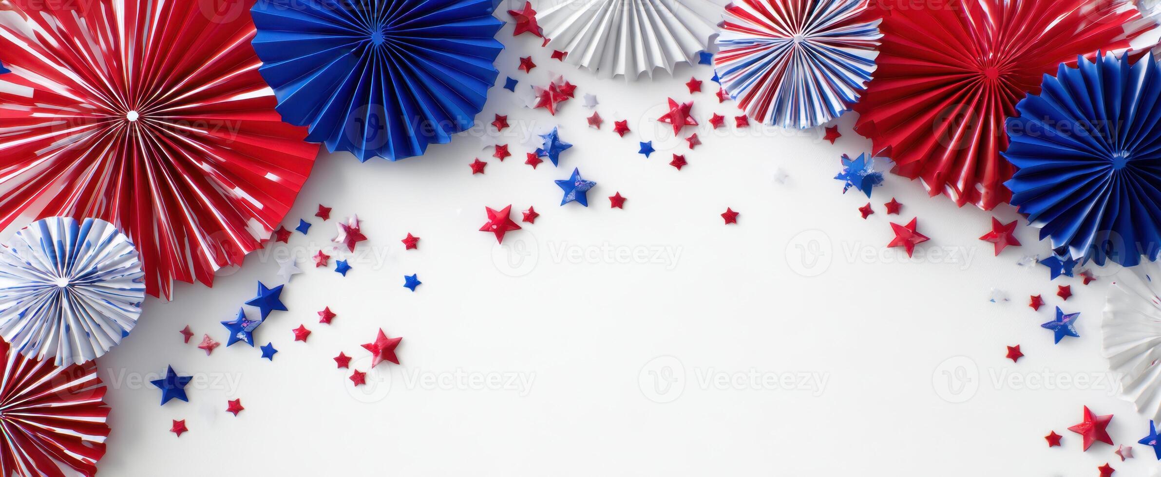 The vibrant decorations for a festive patriotic celebration event. photo