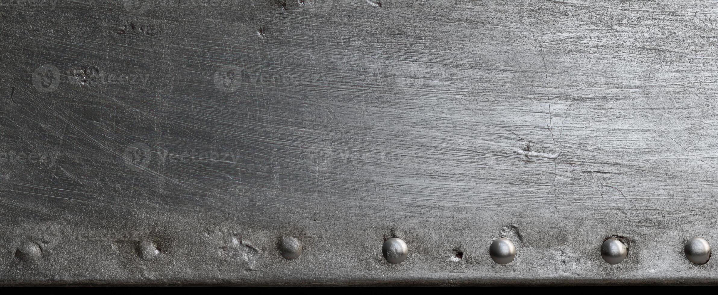 The metallic texture with rivets showcasing industrial elegance in design. photo