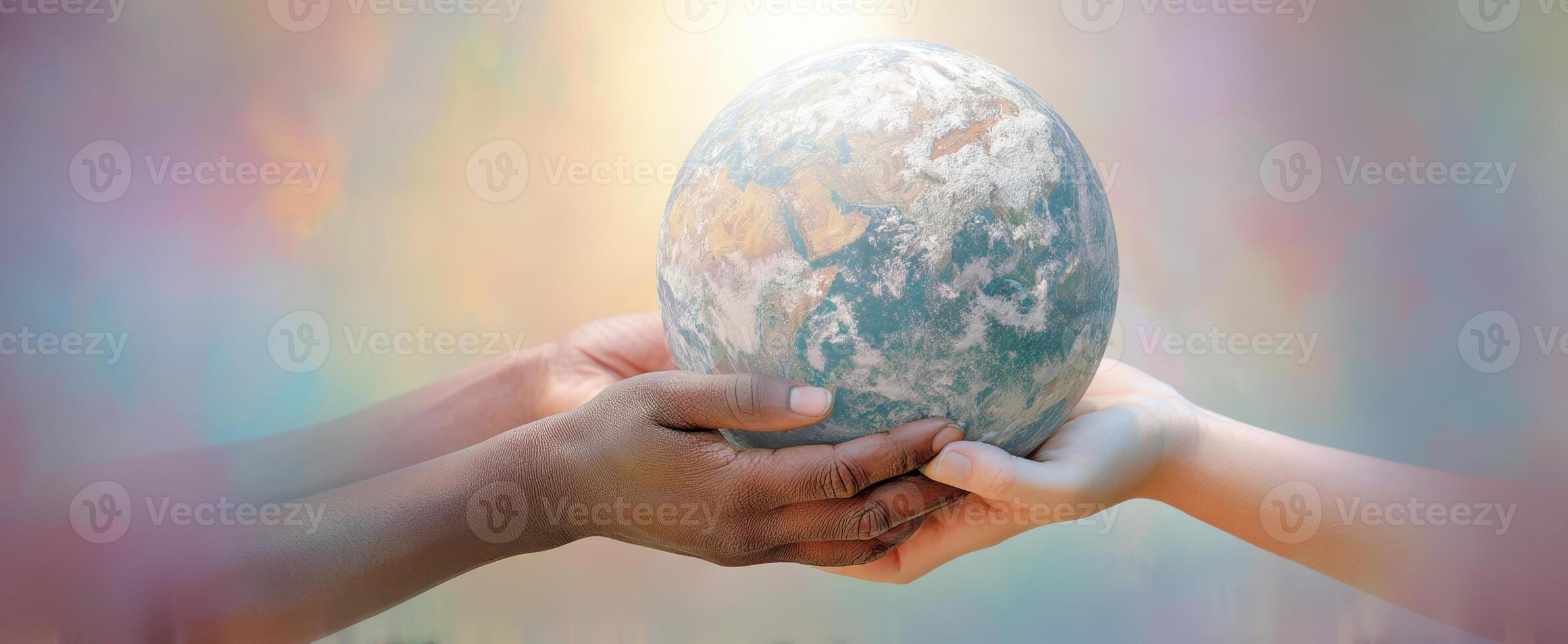 The Earth Held in Hands Symbolizing Unity and Global Care photo