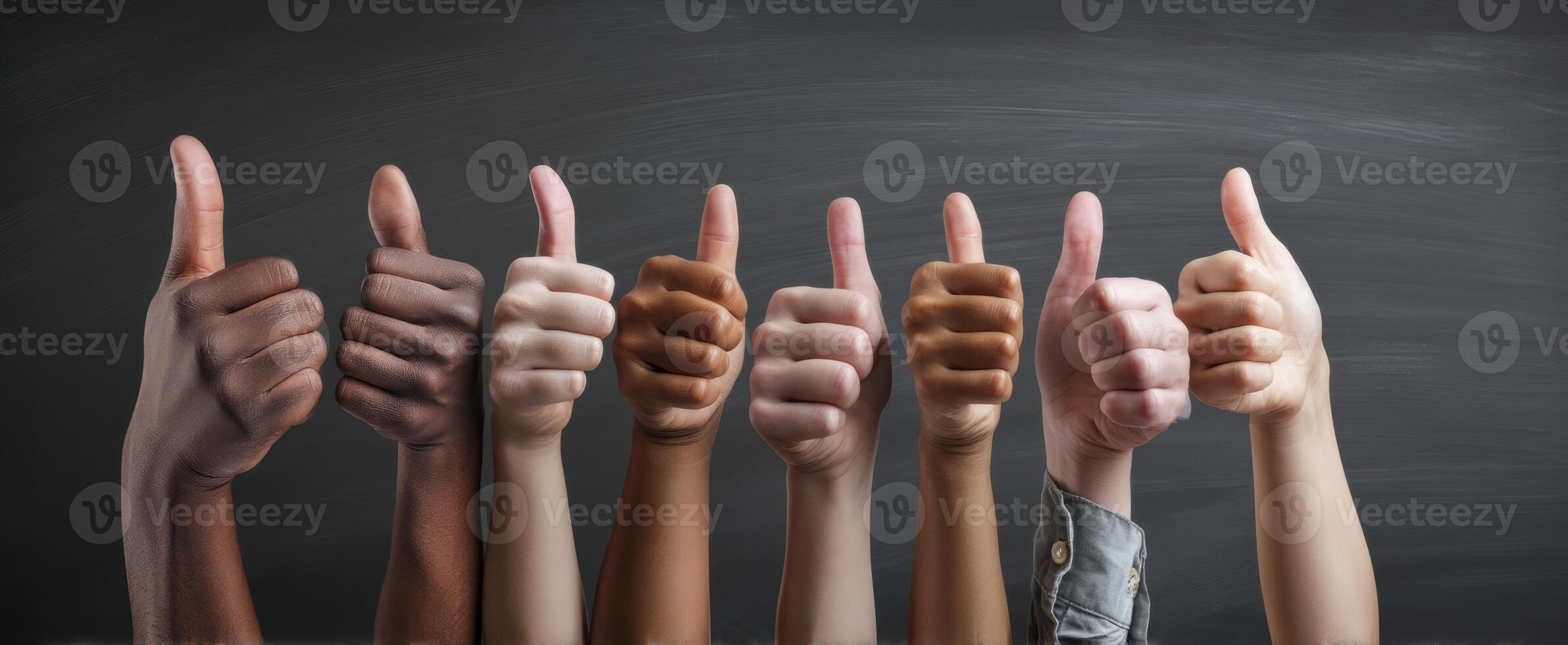 The thumbs raised in approval from diverse hands celebrating unity and positivity photo