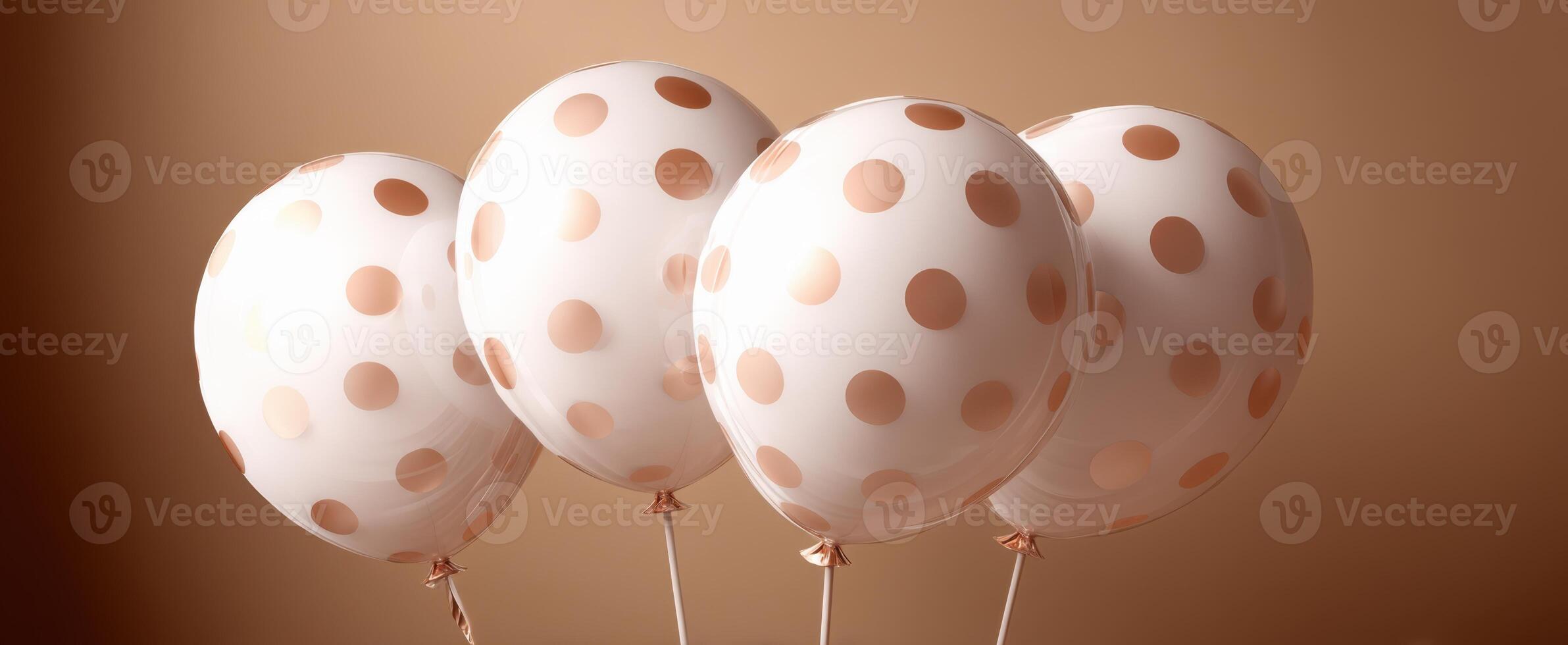 The Elegant Cluster of Rose Gold Dotted Balloons Against a Soft Background photo