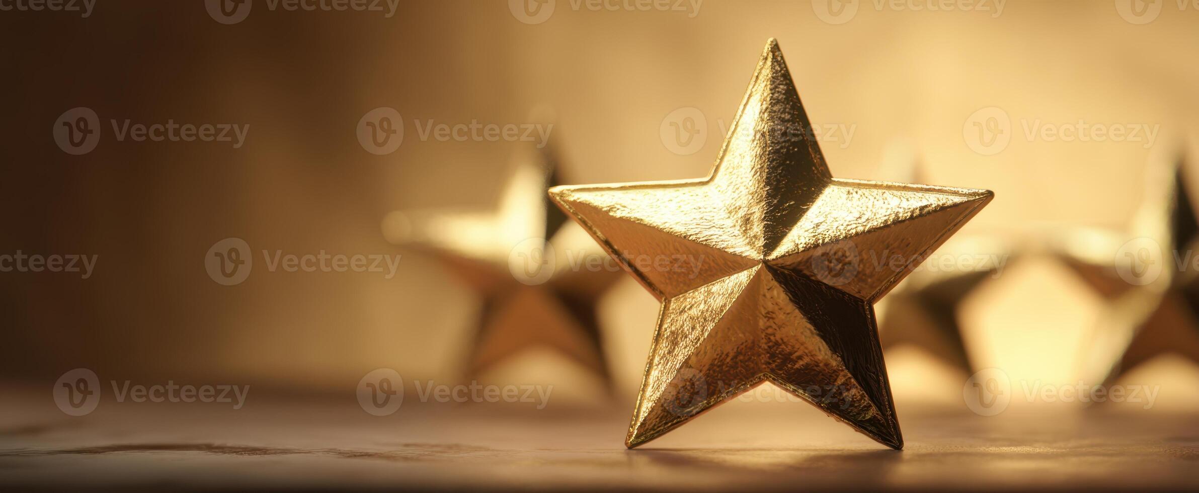 The Glimmering Golden Star Shining Brightly Against a Soft Background photo