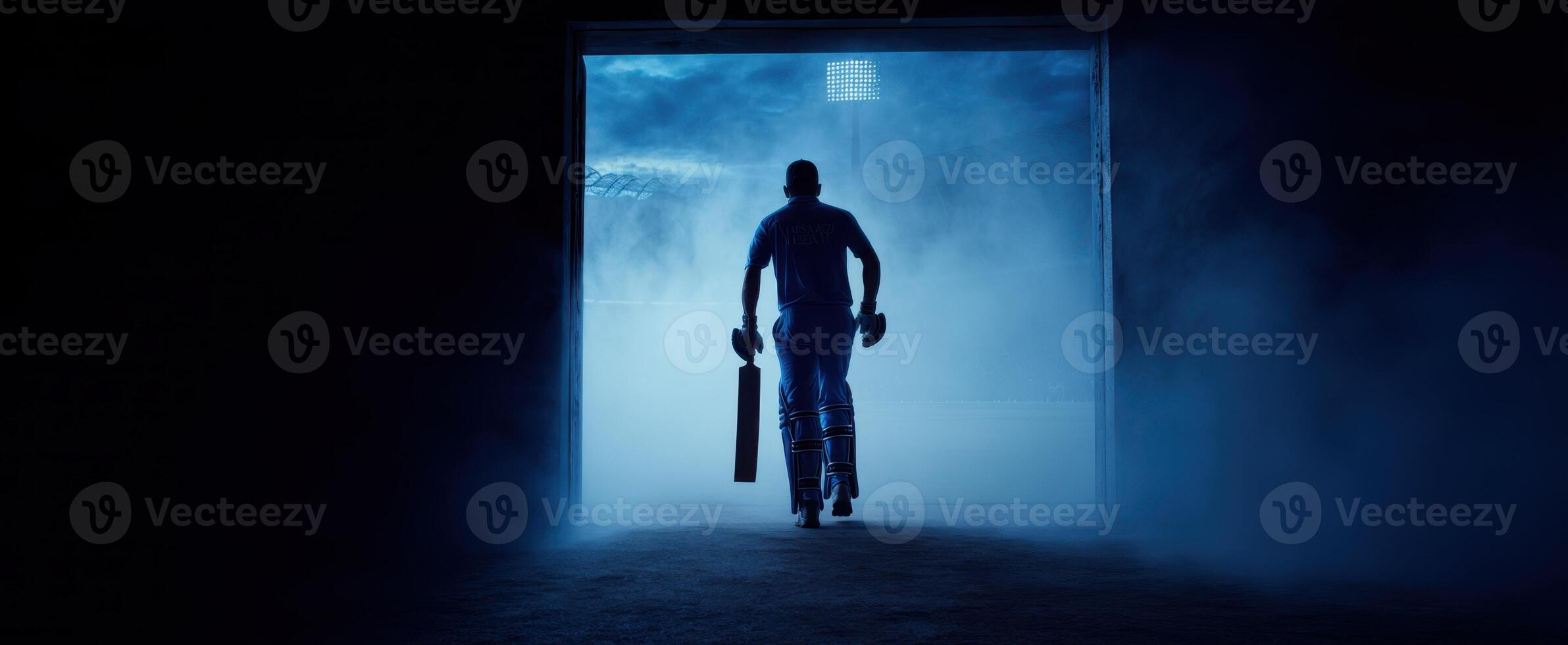 The athlete enters the arena with determination and skill in silhouette. photo