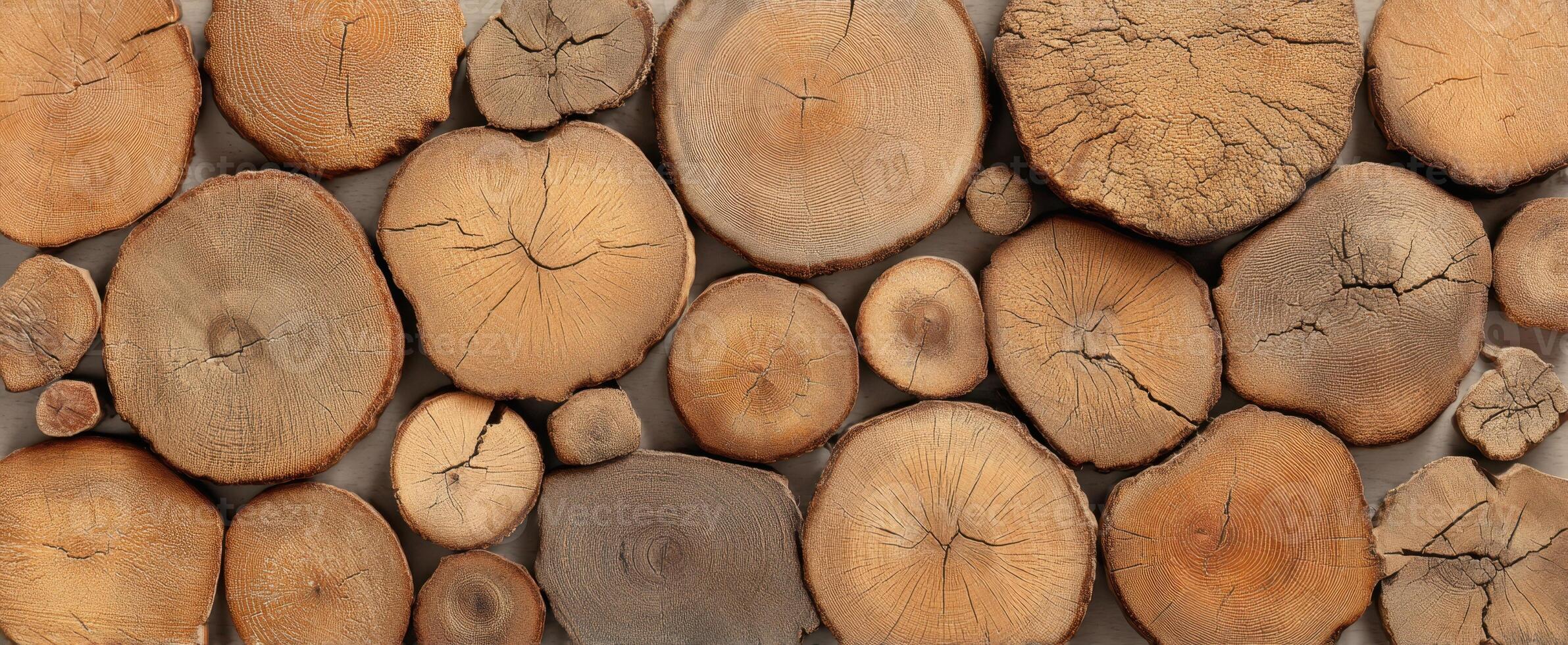 The Beautiful Arrangement of Natural Wooden Logs Displaying Unique Textures and Patterns photo