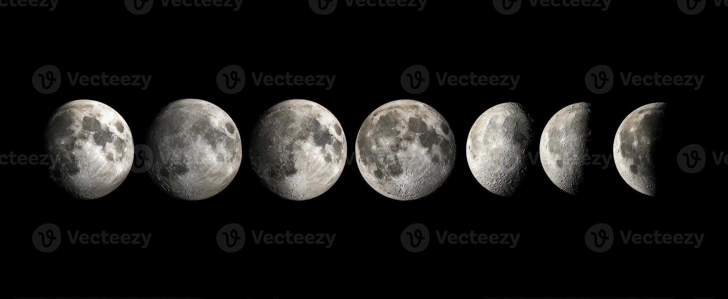 The sequence of lunar phases showcasing the majestic beauty of the moon. photo
