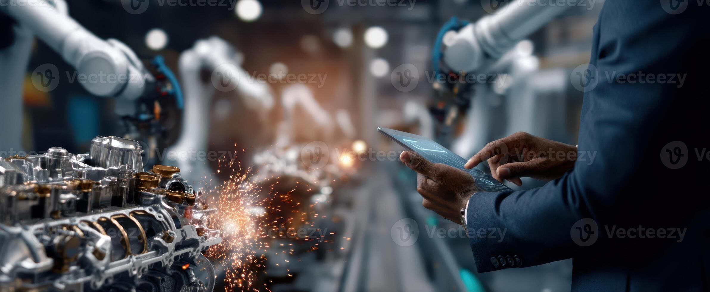 The professional monitoring robotic automation in a modern industrial setting photo