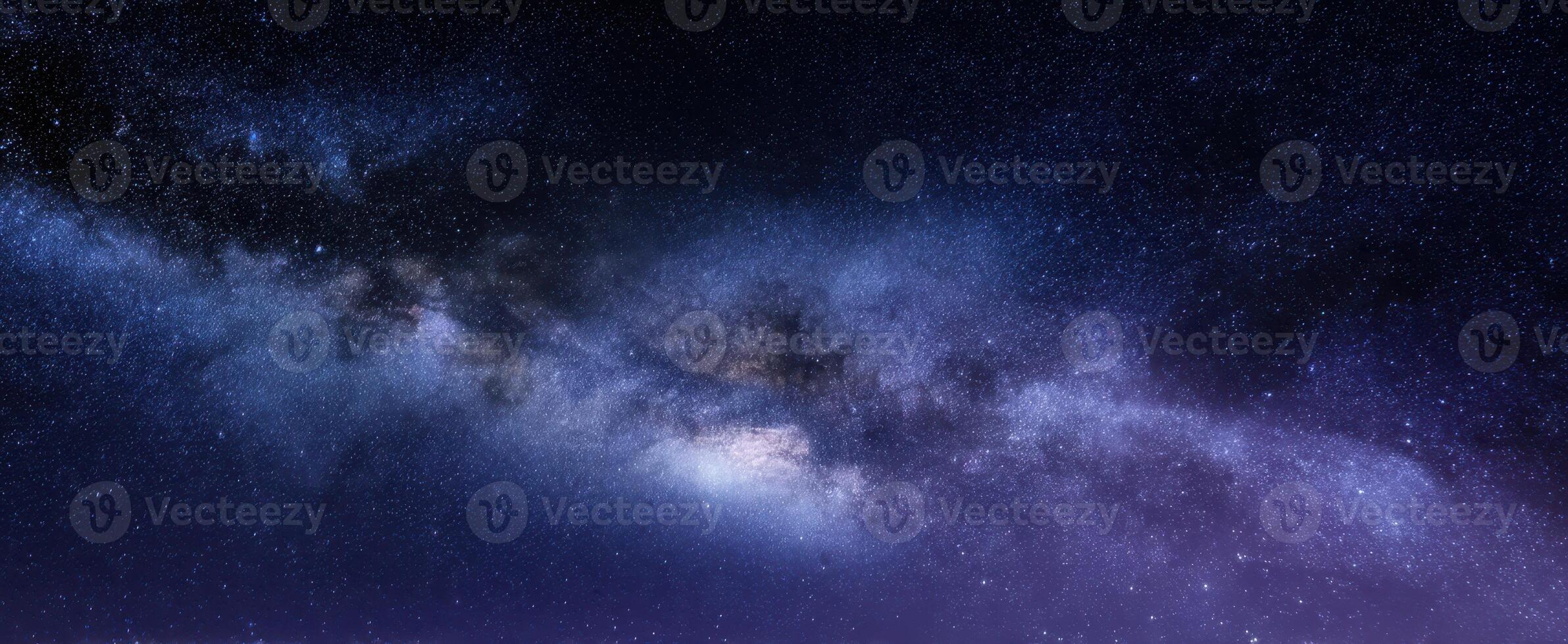 The breathtaking view of the Milky Way galaxy in a starry night sky. photo