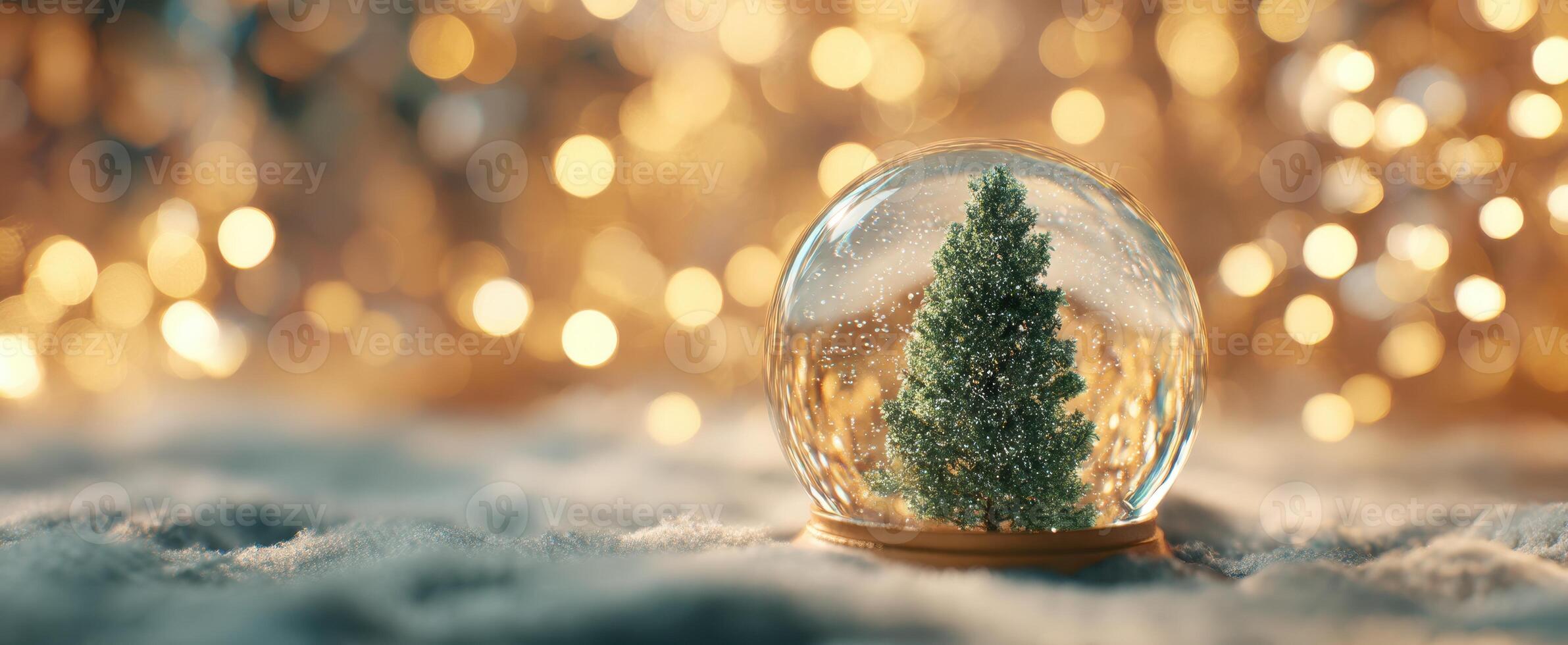 The beautiful Christmas tree within a sparkling glass snow globe. photo