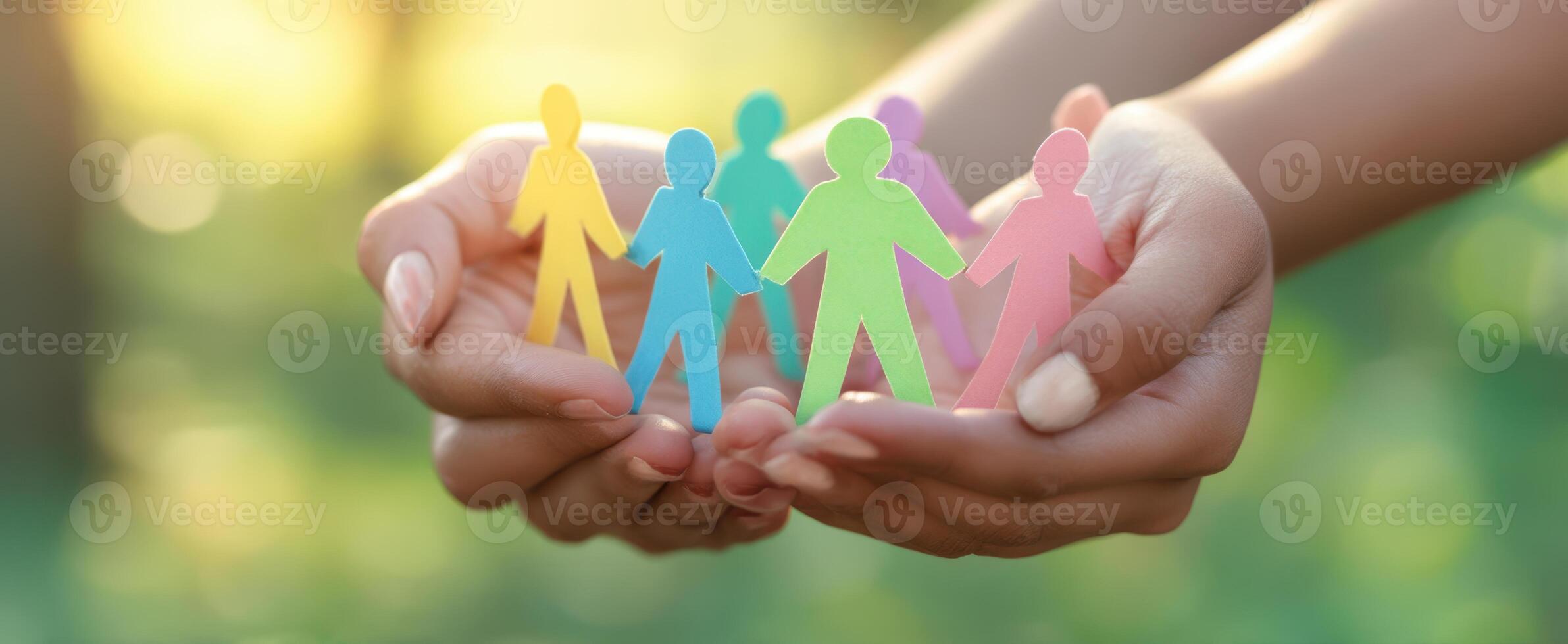 The Colorful Paper Figures Representing Unity and Community in Nature photo