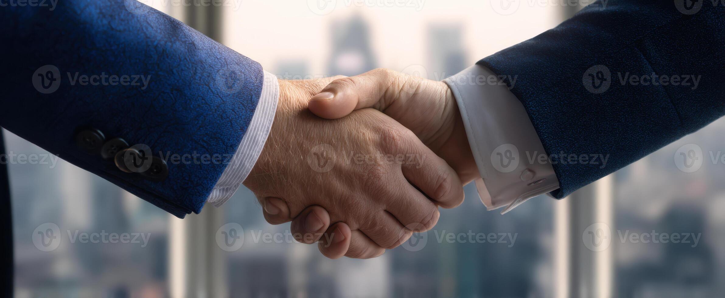 The professional handshake symbolizing successful business partnership and collaboration. photo
