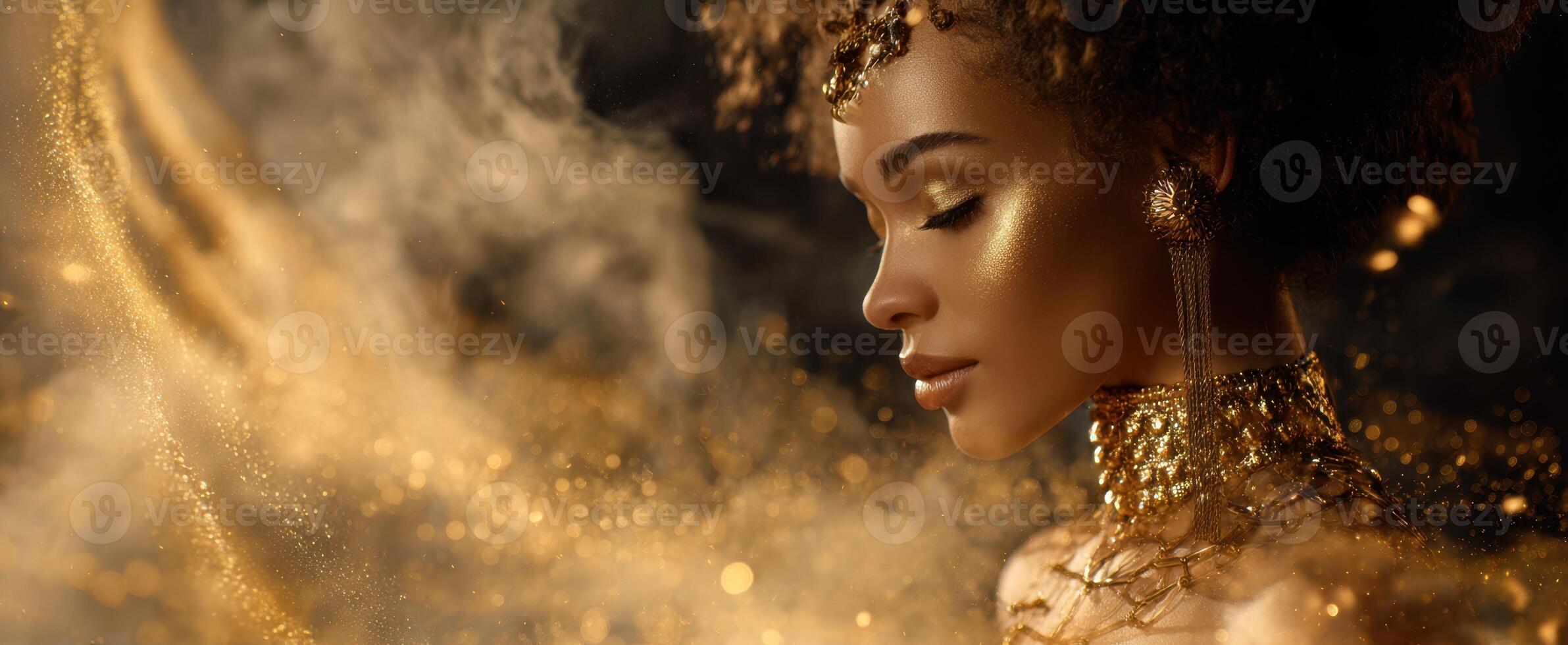 The golden beauty radiating elegance and confidence through mesmerizing artistry. photo